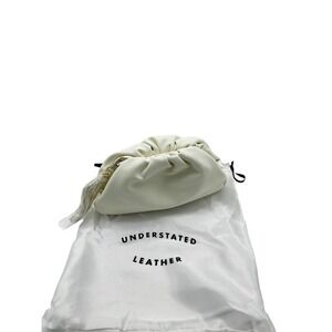 Understated Vegan Leather Clutch Evening Bag Chain Strap Tassel‎ White Clamshell